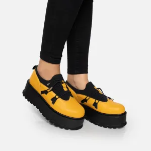 Pantofi casual damă cu talpă groasă din piele naturală - 1208 Galben Box