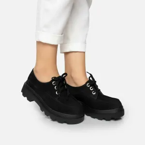 Pantofi casual dama din piele naturala - 1186 Negru Nabuc