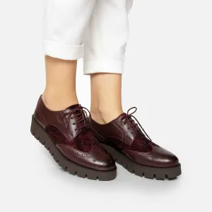 Pantofi casual dama din piele naturala, Leofex - 012-1 Visiniu Deschis Box