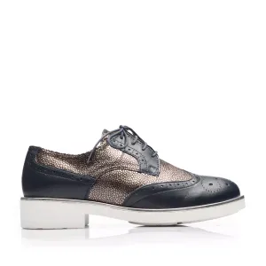 Pantofi casual damă din piele naturală,Leofex - 012-2 Blue Închis Box