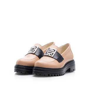 Pantofi casual damă din piele naturală, Leofex - 024 Cappuccino Box