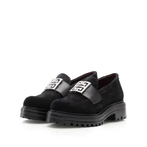 Pantofi casual damă din piele naturală, Leofex - 024 Negru Velur