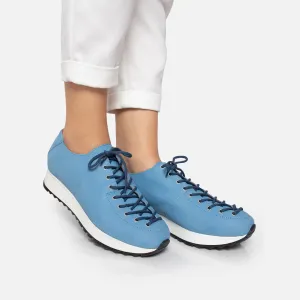 Pantofi casual dama din piele naturala,Leofex - 035 Albastru Deschis Nabuc
