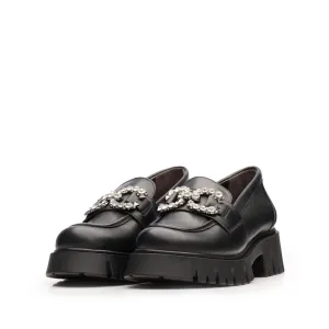 Pantofi casual damă din piele naturală, Leofex - 036 Negru Box