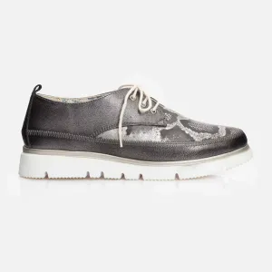 Pantofi casual dama din piele naturala, Leofex - 040 Antracite Box