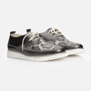 Pantofi casual dama din piele naturala, Leofex - 040 Antracite Box