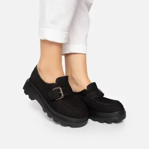 Pantofi casual dama din piele naturala - 1190 Negru Nabuc