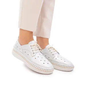 Pantofi casual dama din piele naturala, Leofex - 242 Argintiu metalizat