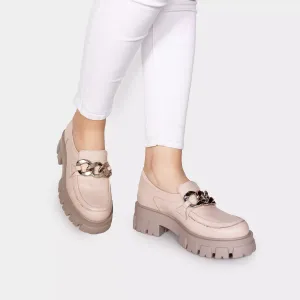 Pantofi casual damă din piele naturală,Leofex - 316 Nude Box