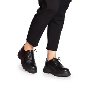 Pantofi casual damă din piele naturală,Leofex - 346-1 Negru Box