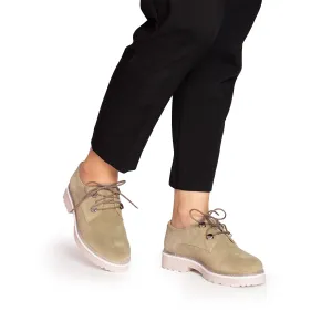 Pantofi casual dama din piele naturala,Leofex - 346 Kaki velur