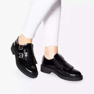 Pantofi casual damă din piele naturală, Leofex - 371 Negru naplac