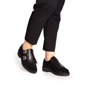 Pantofi casual damă din piele naturală, Leofex - 371 Negru velur box