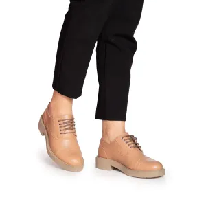 Pantofi casual damă din piele naturală,Leofex - 372 Taupe box