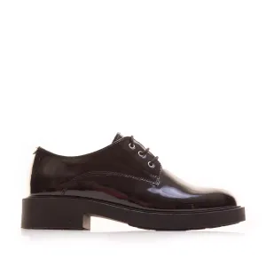 Pantofi casual damă din piele naturală, Leofex - 377 Negru Lac