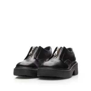 Pantofi casual damă din piele naturală, Leofex - 378 Negru Box