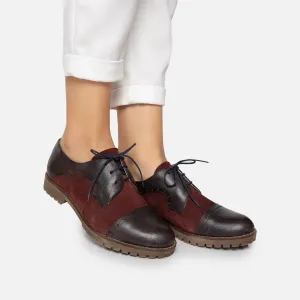 Pantofi casual dama din piele naturala, Leofex - 399 Bordo Box Velur
