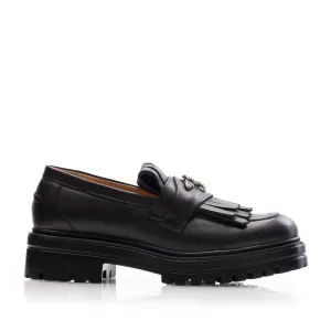 Pantofi casual damă din piele naturală, Leofex - 405-1 Negru Box