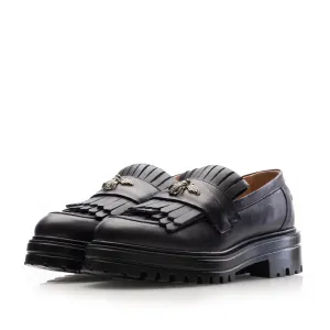 Pantofi casual damă din piele naturală, Leofex - 405-1 Negru Box