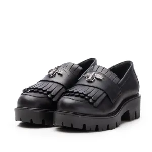 Pantofi casual damă din piele naturală, Leofex - 405-2 Negru Box