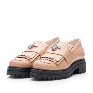 Pantofi casual damă din piele naturală, Leofex - 405 Cappuccino Box