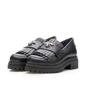 Pantofi casual damă din piele naturală, Leofex - 405 Negru Box