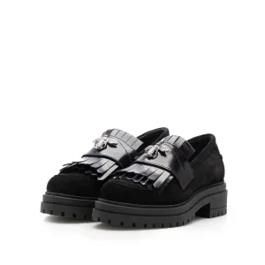 Pantofi casual damă din piele naturală, Leofex - 405 Negru Velur Naplac