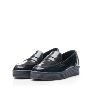 Pantofi casual damă din piele naturală, Leofex - Mostră Cora Negru Blue Degrade Box