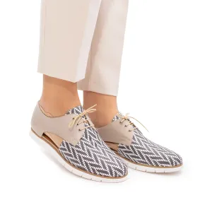Pantofi casual dama, perforati din piele naturala,Leofex - 022 bej zebra box