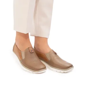 Pantofi casual dama din piele naturala,Leofex - 106 taupe