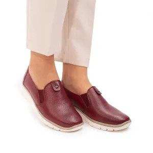 Pantofi casual dama din piele naturala,Leofex - 106 visiniu