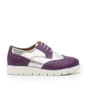Pantofi casual dama din piele naturala, Leofex - 173 Violet Argintiu