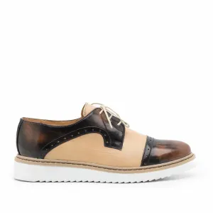 Pantofi casual dama din piele naturala,Leofex - 399-1 taupe-maro box