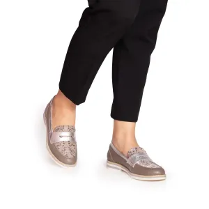 Pantofi casual dama din piele naturala, Leofex - 188 Taupe Box