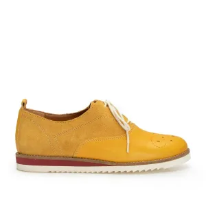 Pantofi casual dama din piele naturala, Leofex - 230 Galben Box cu Velur