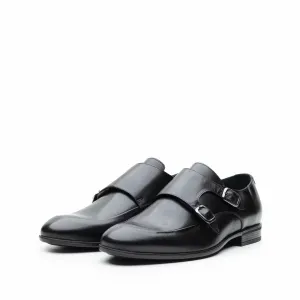 Pantofi eleganti barbati, cu catarame din piele naturala, Leofex - 576-1 Negru Box