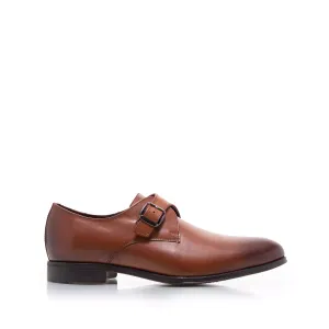 Pantofi eleganți bărbați cu catarame din piele naturală, Leofex - 654 Cognac Box