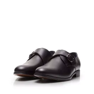 Pantofi eleganți bărbați cu catarame din piele naturală, Leofex - 654 Negru Box