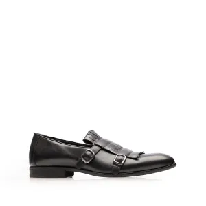 Pantofi  eleganti barbati, cu franjuri din piele naturala, Leofex - 586 negru box