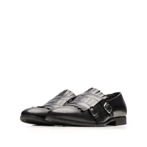 Pantofi  eleganti barbati, cu franjuri din piele naturala, Leofex - 586 negru box