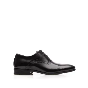 Pantofi eleganti barbati din piele naturala, Leofex - 748  Negru florantic
