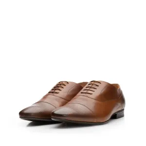 Pantofi eleganti barbati din piele naturala, Leofex - 834 Cognac box