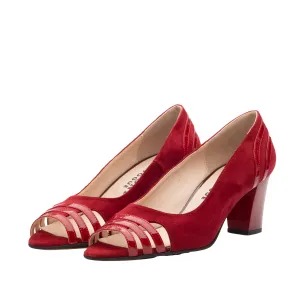 Pantofi eleganți damă din piele naturală - 18336 Grena Velur Lac