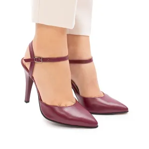 Pantofi eleganți decupați damă din piele naturală - 38175 Grena Box