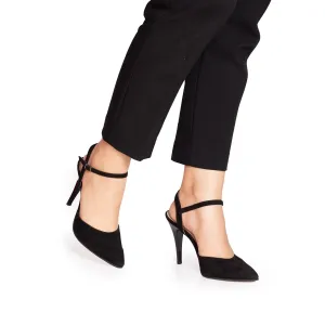 Pantofi eleganți decupați damă din piele naturală - 38175 Negru Velur