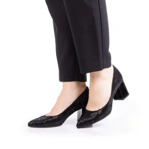 Pantofi eleganți damă din piele naturală - 1462 Negru Box Lucios Velur
