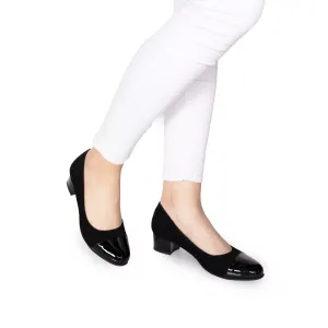 Pantofi eleganți damă din piele naturală - 178 Negru Velur Lac