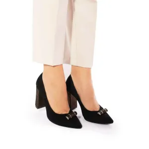 Pantofi eleganți damă din piele naturală - 1866 Negru Velur