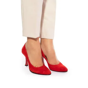 Pantofi eleganți damă din piele naturală - 21167 Roșu Velur