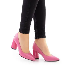 Pantofi eleganți damă din piele naturală - 21174 Roz Box
